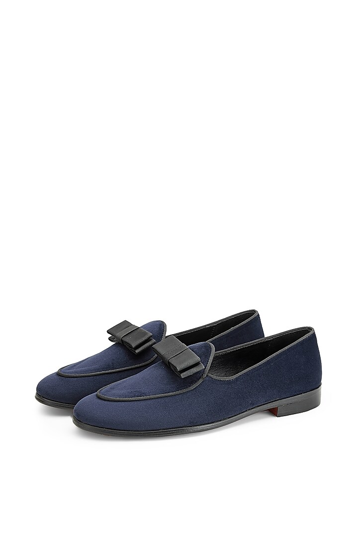 Blue Velvet Slip-On Shoes by SHUTIQ at Pernia's Pop Up Shop
