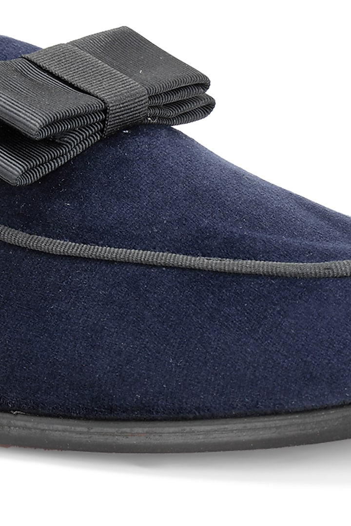 Blue Velvet Slip-On Shoes by SHUTIQ at Pernia's Pop Up Shop