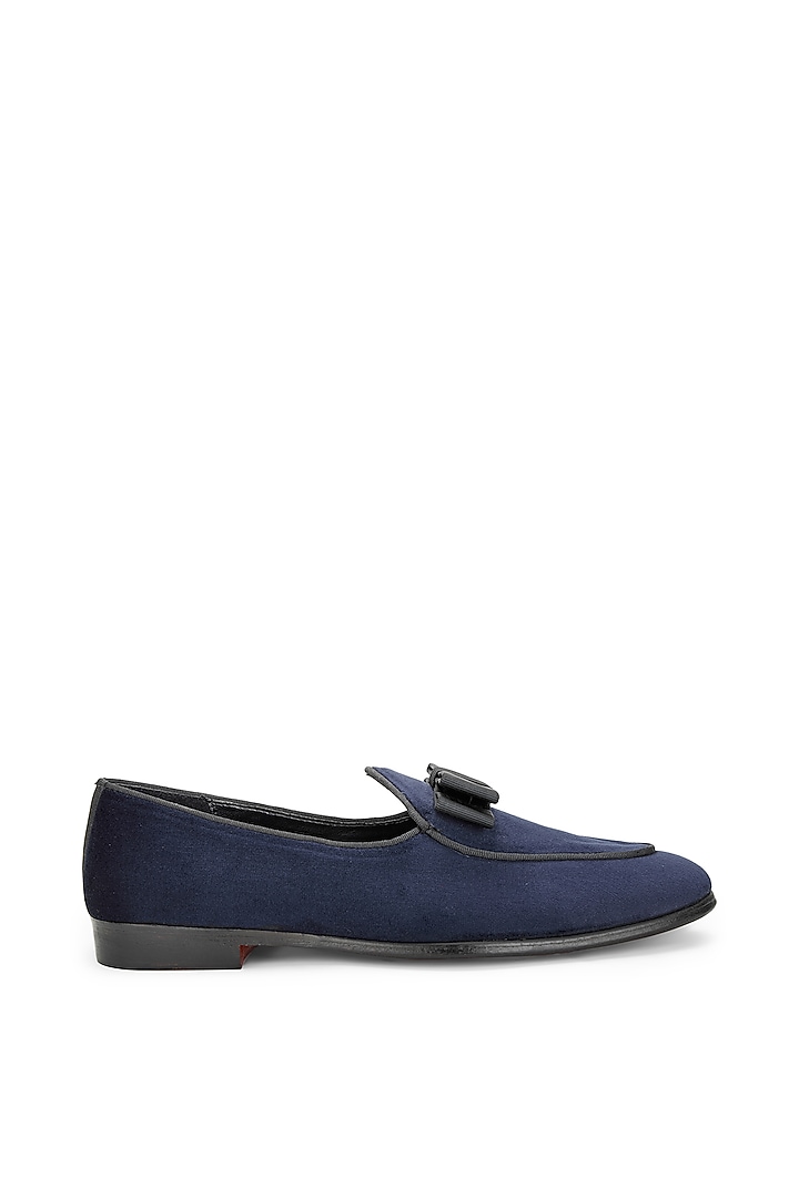 Blue Velvet Slip-On Shoes by SHUTIQ at Pernia's Pop Up Shop