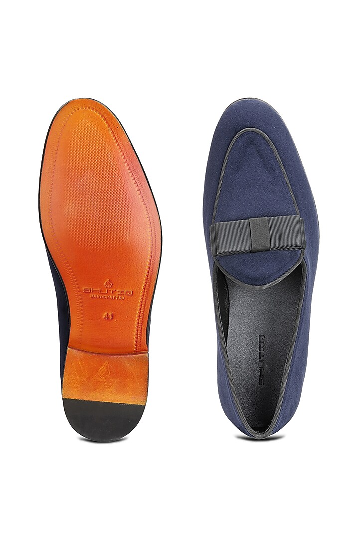 Blue Velvet Slip-On Shoes by SHUTIQ at Pernia's Pop Up Shop