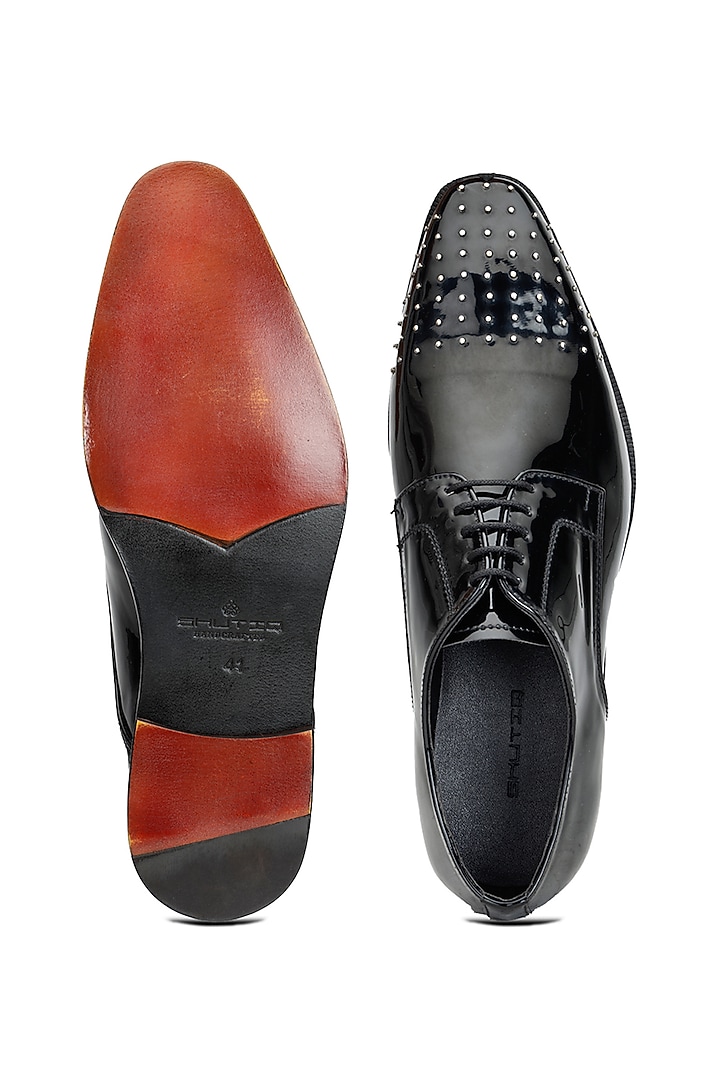 Black Leather Lace-Up Shoes by SHUTIQ at Pernia's Pop Up Shop