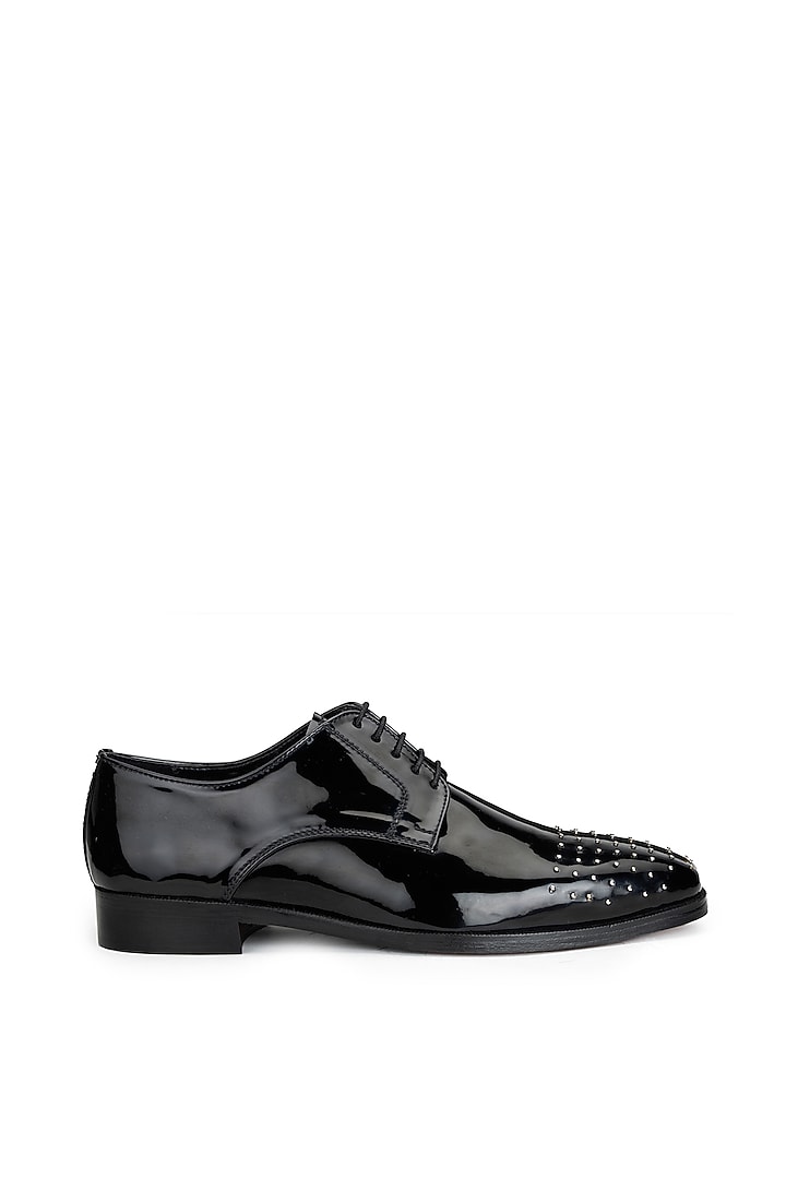 Black Leather Lace-Up Shoes by SHUTIQ at Pernia's Pop Up Shop