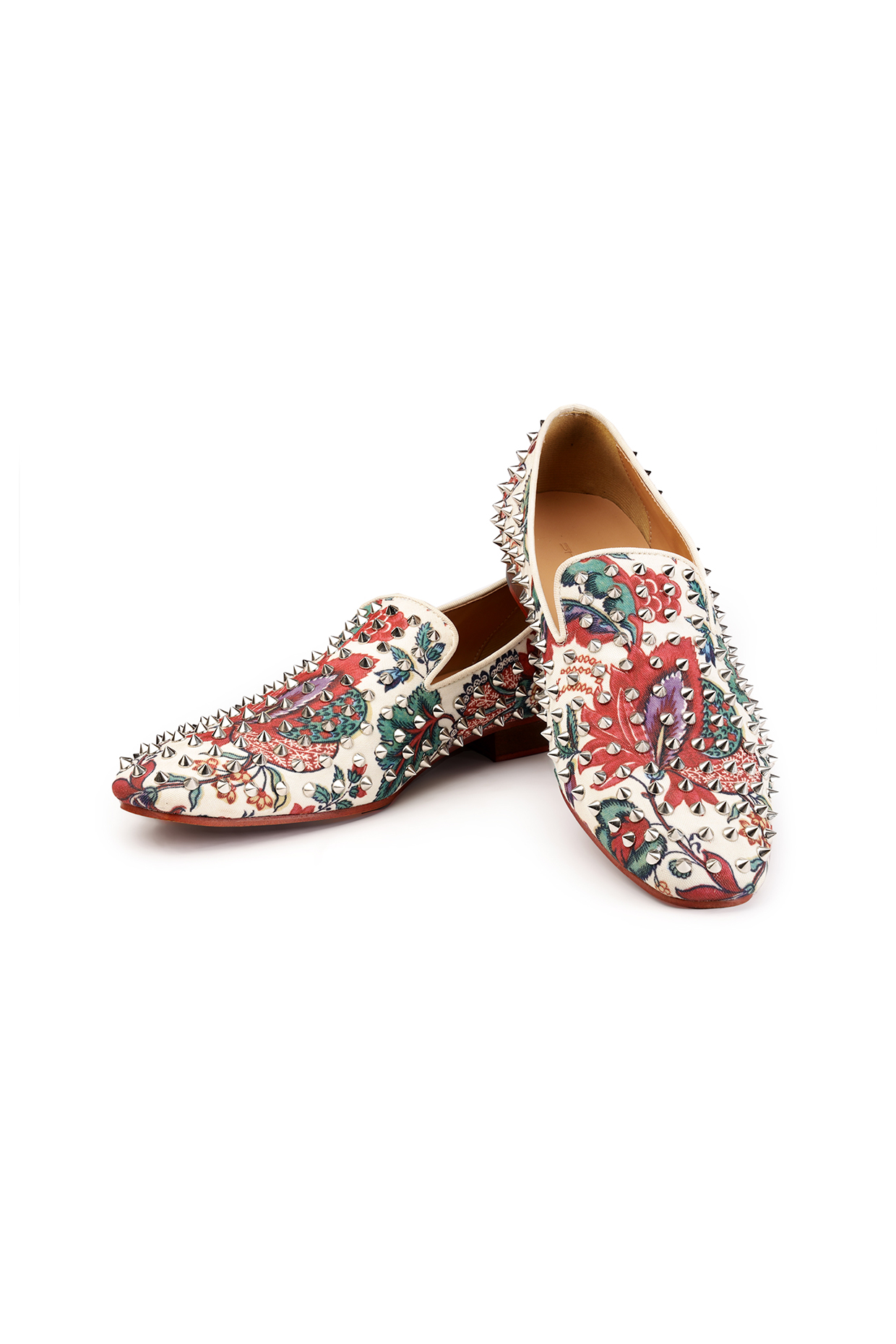 Multi-Colored Fabric Embellished Slip-On Shoes by SHUTIQ