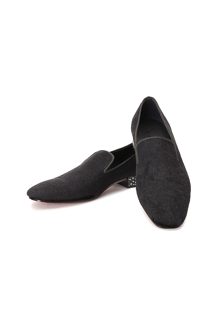 Black Velvet Slip-On Shoes by SHUTIQ at Pernia's Pop Up Shop