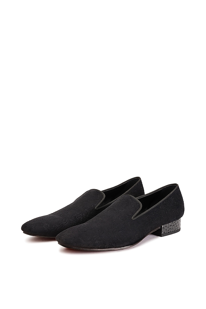 Black Velvet Slip-On Shoes by SHUTIQ at Pernia's Pop Up Shop