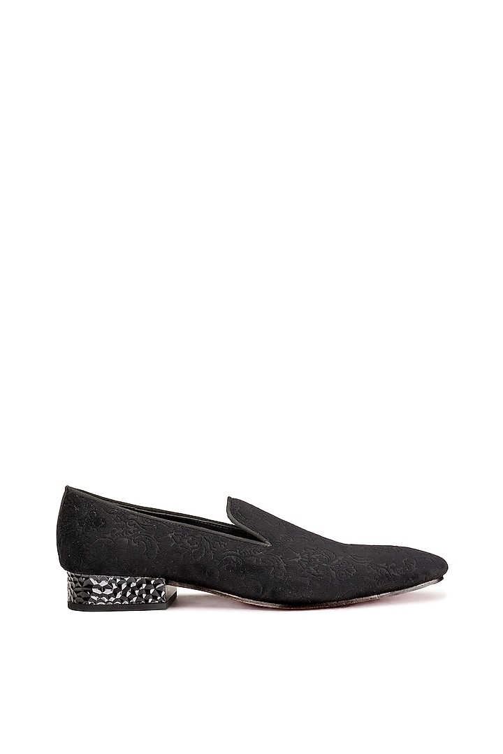Black Velvet Slip-On Shoes by SHUTIQ at Pernia's Pop Up Shop