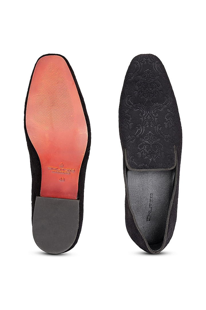 Black Velvet Slip-On Shoes by SHUTIQ at Pernia's Pop Up Shop