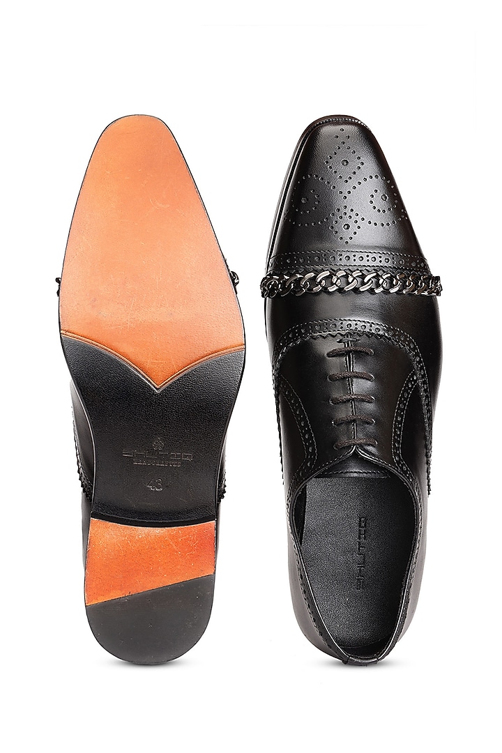 Black Leather Lace-Up Oxford Shoes by SHUTIQ at Pernia's Pop Up Shop