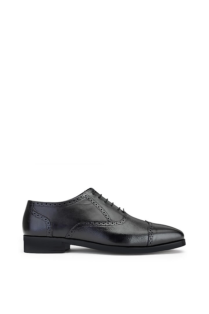 Black Leather Lace-Up Oxford Shoes by SHUTIQ at Pernia's Pop Up Shop