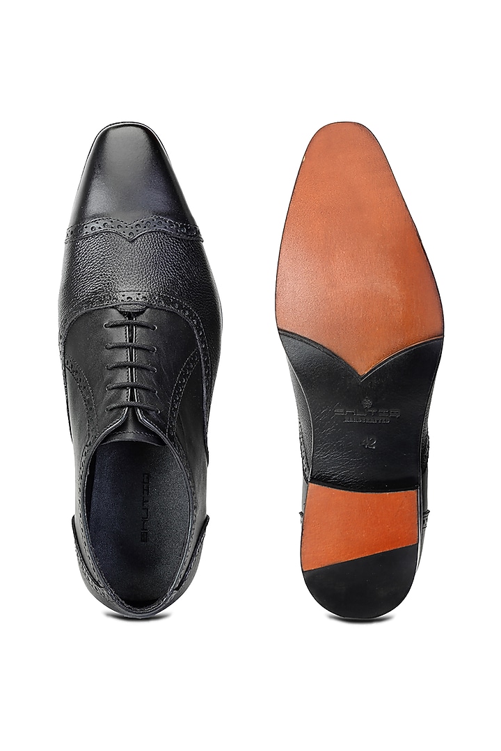 Black Leather Lace-Up Oxford Shoes by SHUTIQ at Pernia's Pop Up Shop