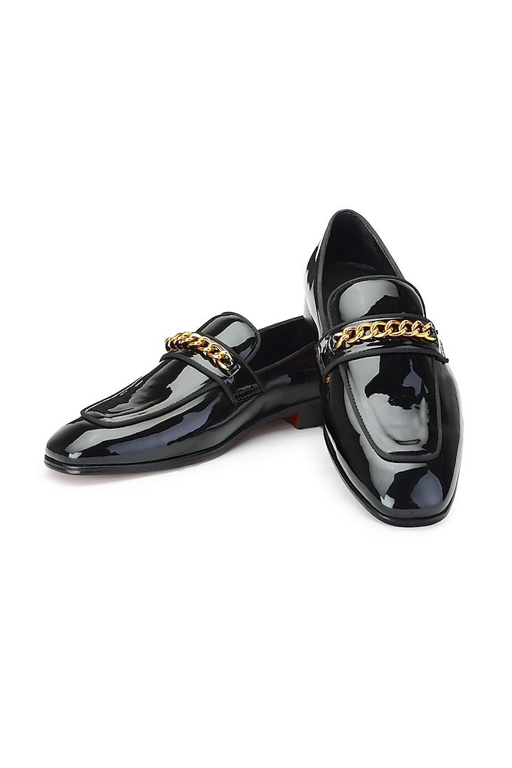 Black Patent Leather Slip-On Shoes by SHUTIQ at Pernia's Pop Up Shop