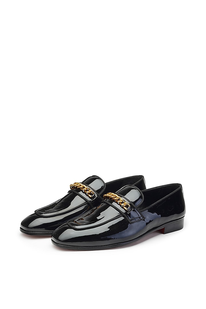 Black Patent Leather Slip-On Shoes by SHUTIQ at Pernia's Pop Up Shop