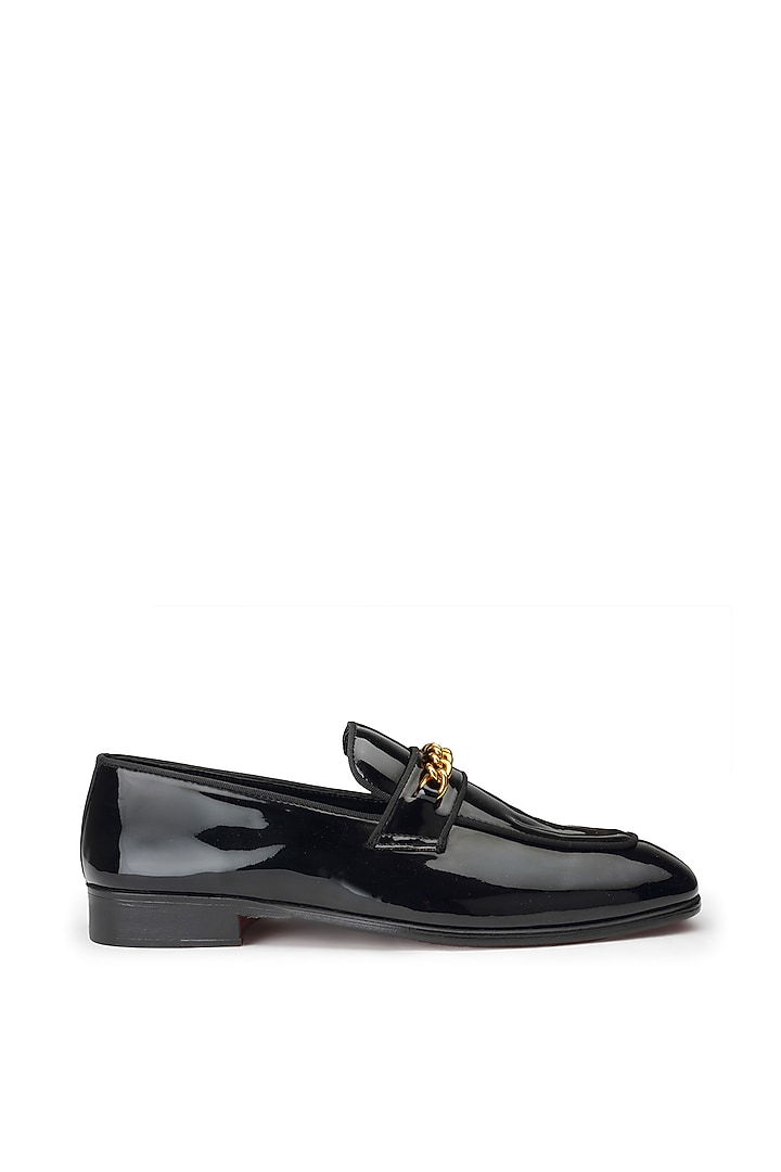 Black Patent Leather Slip-On Shoes by SHUTIQ at Pernia's Pop Up Shop