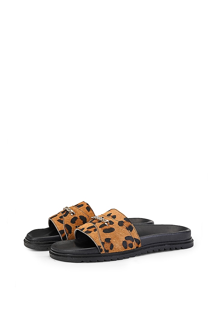 Brown Leather Slippers by SHUTIQ at Pernia's Pop Up Shop