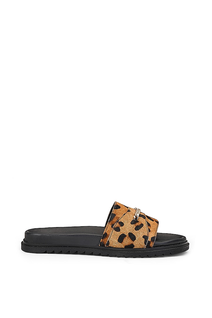 Brown Leather Slippers by SHUTIQ at Pernia's Pop Up Shop