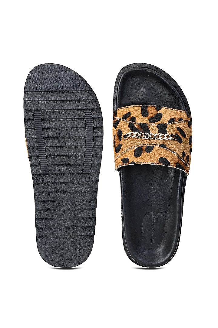 Brown Leather Slippers by SHUTIQ at Pernia's Pop Up Shop