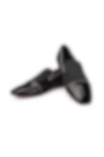 Black Calfskin Suede Leather Slip-On Shoes by SHUTIQ
