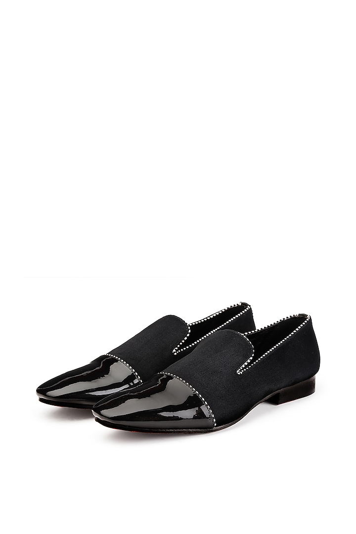 Black Calfskin Suede Leather Slip-On Shoes by SHUTIQ at Pernia's Pop Up Shop