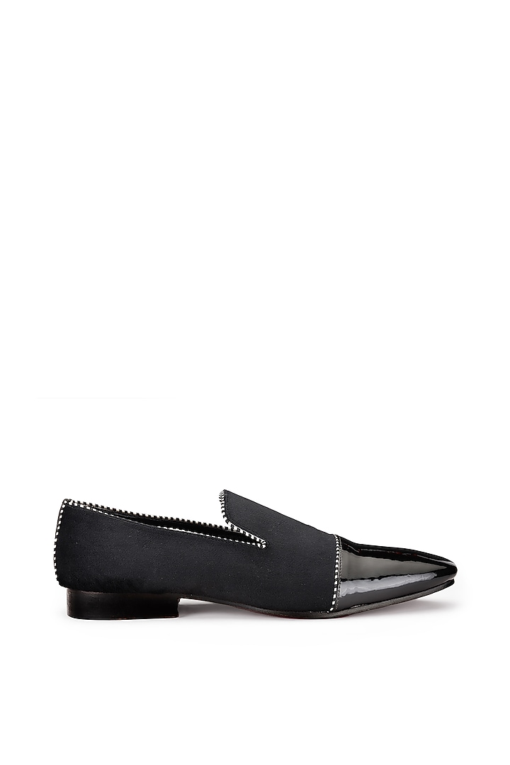 Black Calfskin Suede Leather Slip-On Shoes by SHUTIQ at Pernia's Pop Up Shop