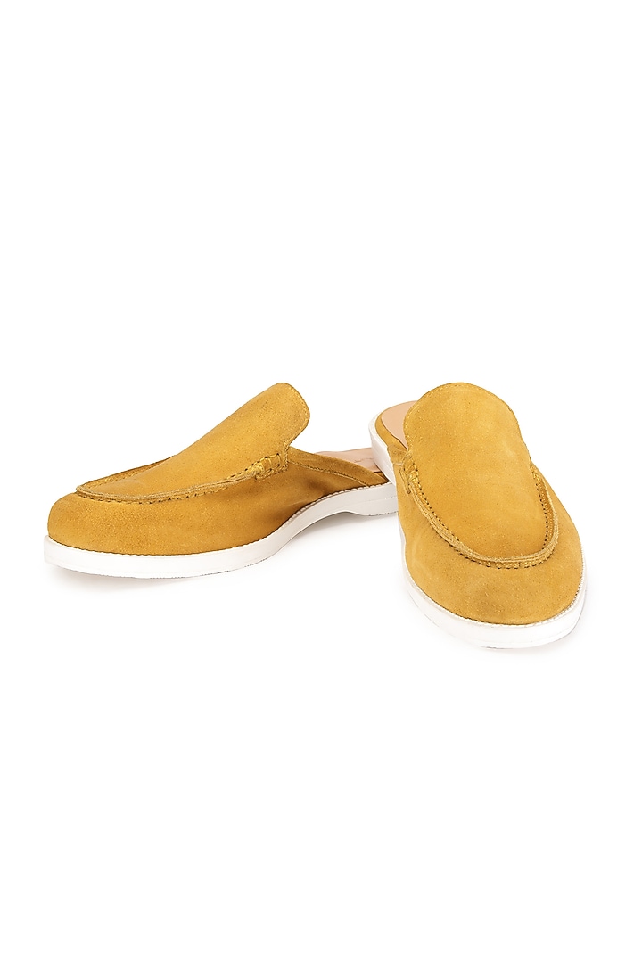 Yellow Calfskin Leather Slip-On Shoes by SHUTIQ at Pernia's Pop Up Shop