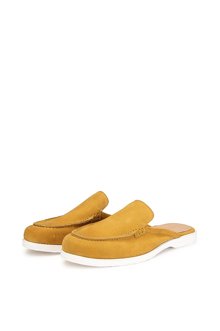 Yellow Calfskin Leather Slip-On Shoes by SHUTIQ at Pernia's Pop Up Shop
