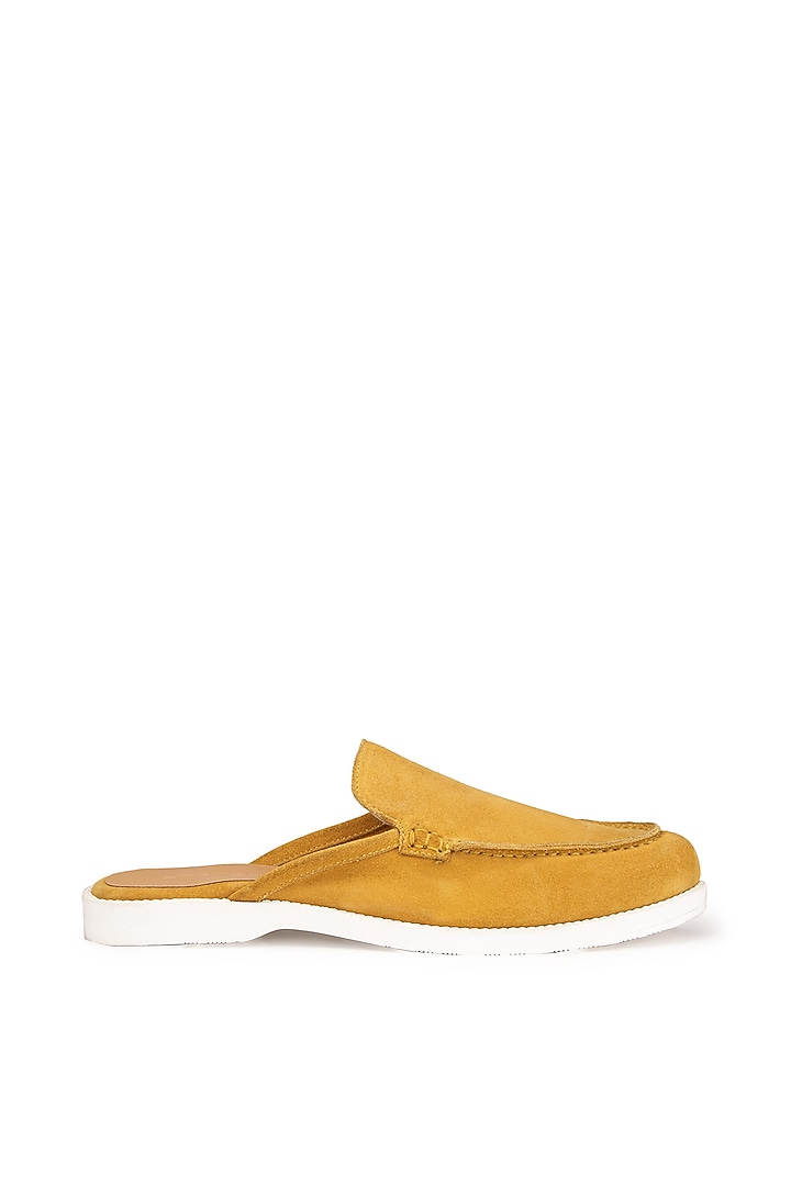 Yellow Calfskin Leather Slip-On Shoes by SHUTIQ at Pernia's Pop Up Shop