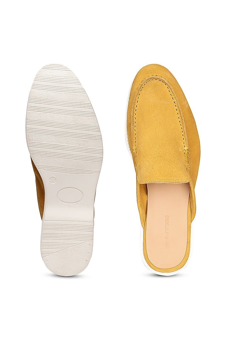 Yellow Calfskin Leather Slip-On Shoes by SHUTIQ at Pernia's Pop Up Shop