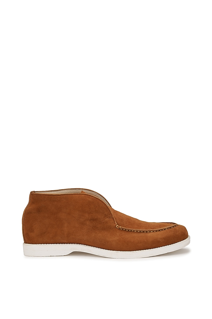 Tan Suede Fur Slip-On Shoes by SHUTIQ at Pernia's Pop Up Shop