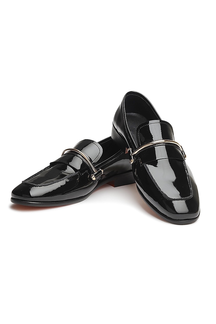 Black Patent Leather Slip-On Shoes by SHUTIQ at Pernia's Pop Up Shop