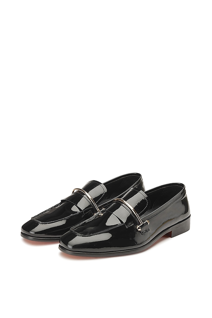 Black Patent Leather Slip-On Shoes by SHUTIQ at Pernia's Pop Up Shop