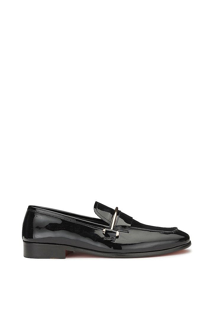 Black Patent Leather Slip-On Shoes by SHUTIQ at Pernia's Pop Up Shop