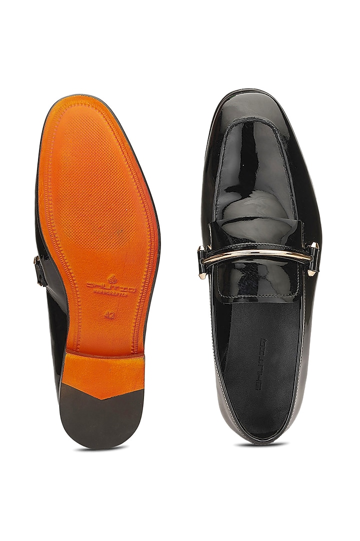 Black Patent Leather Slip-On Shoes by SHUTIQ at Pernia's Pop Up Shop