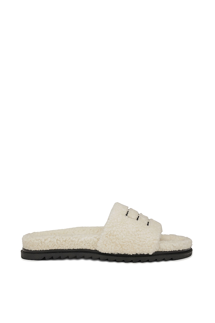 Ivory Rubber Outsole Fur Mules by SHUTIQ at Pernia's Pop Up Shop