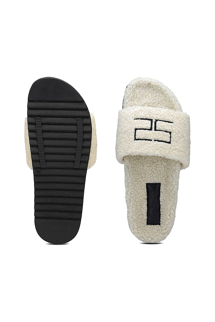Ivory Rubber Outsole Fur Mules by SHUTIQ at Pernia's Pop Up Shop