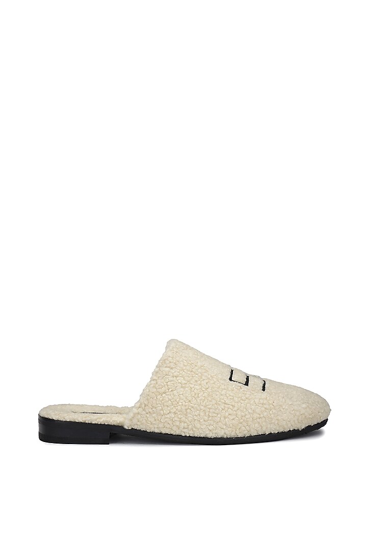 Ivory Rubber Outsole Fur Mules by SHUTIQ at Pernia's Pop Up Shop