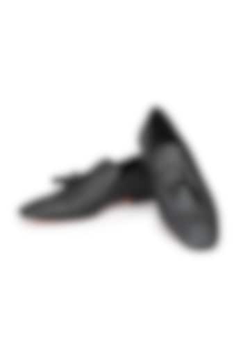Black Bovine Leather Slip-On Shoes by SHUTIQ