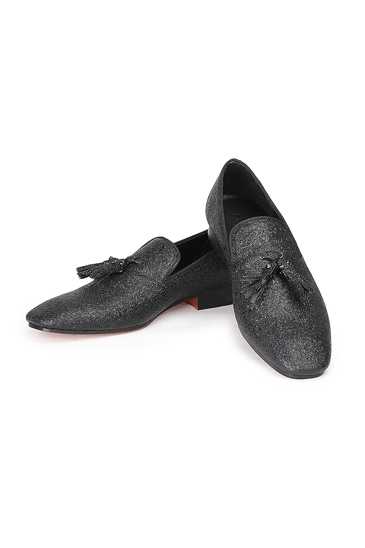 Black Bovine Leather Slip-On Shoes by SHUTIQ