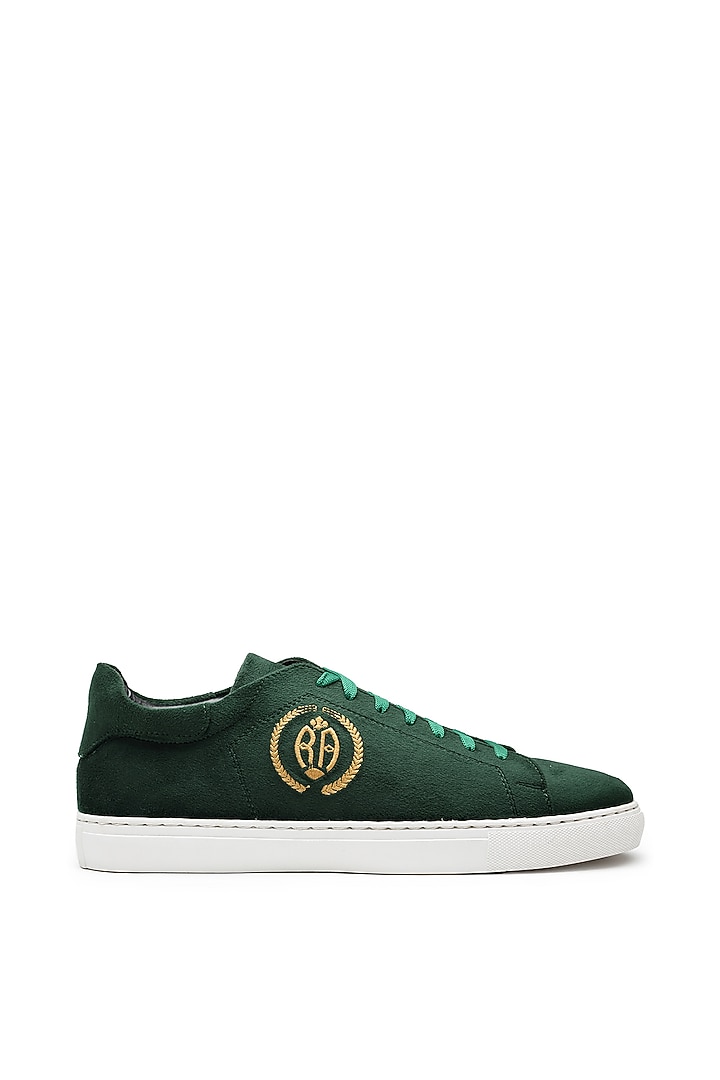 Green Velvet Sneakers by SHUTIQ at Pernia's Pop Up Shop