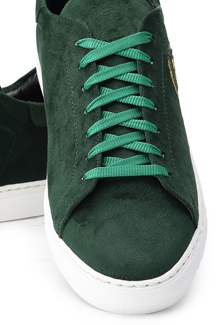 Green Velvet Sneakers by SHUTIQ at Pernia's Pop Up Shop