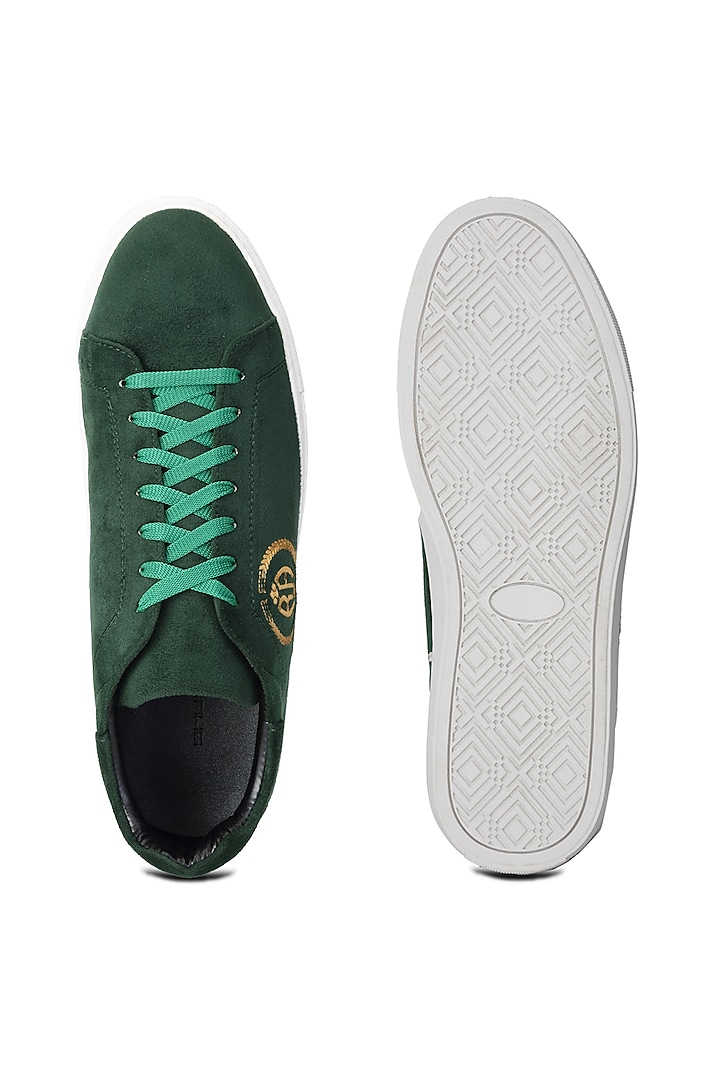 Green Velvet Sneakers by SHUTIQ at Pernia's Pop Up Shop