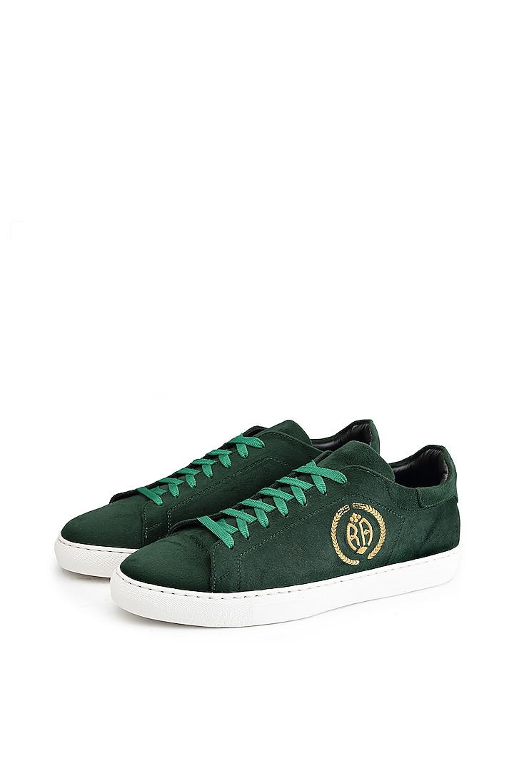 Green Velvet Sneakers by SHUTIQ at Pernia's Pop Up Shop