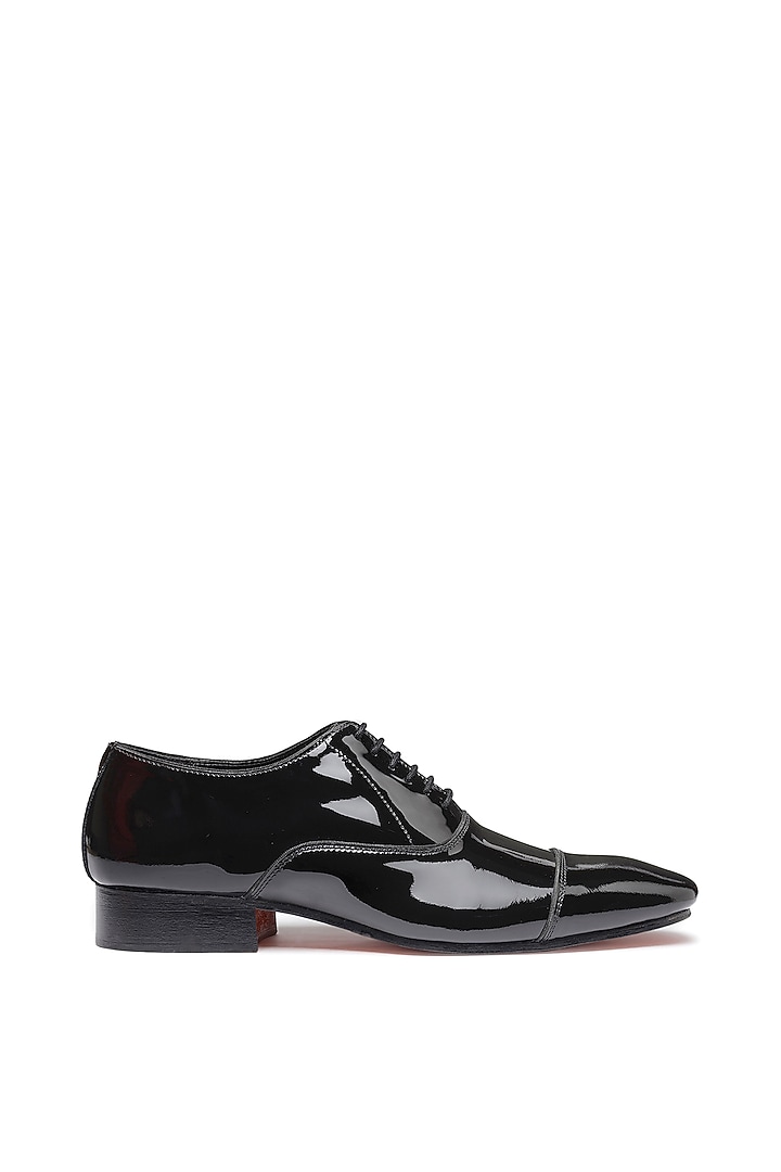 Black Patent Leather Lace-Up Shoes by SHUTIQ at Pernia's Pop Up Shop