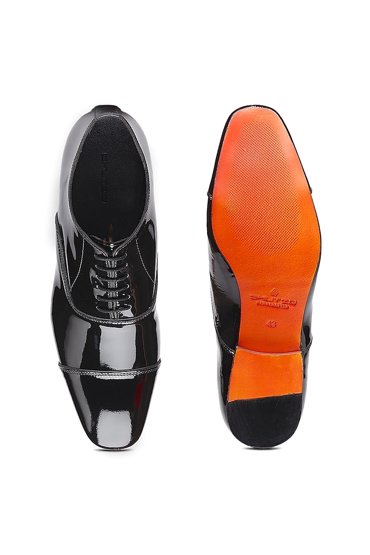 Black Patent Leather Lace-Up Shoes by SHUTIQ at Pernia's Pop Up Shop