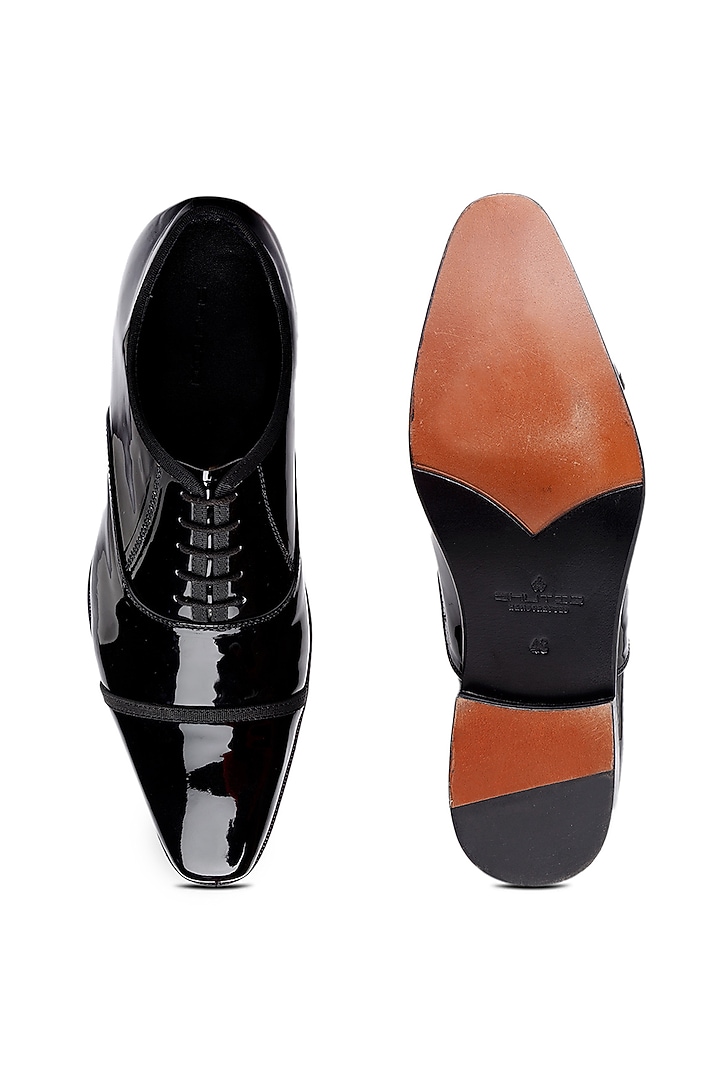 Black Patent Leather Lace-Up Shoes by SHUTIQ at Pernia's Pop Up Shop