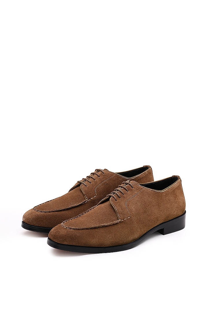 Brown Suede Slip-On Shoes by SHUTIQ