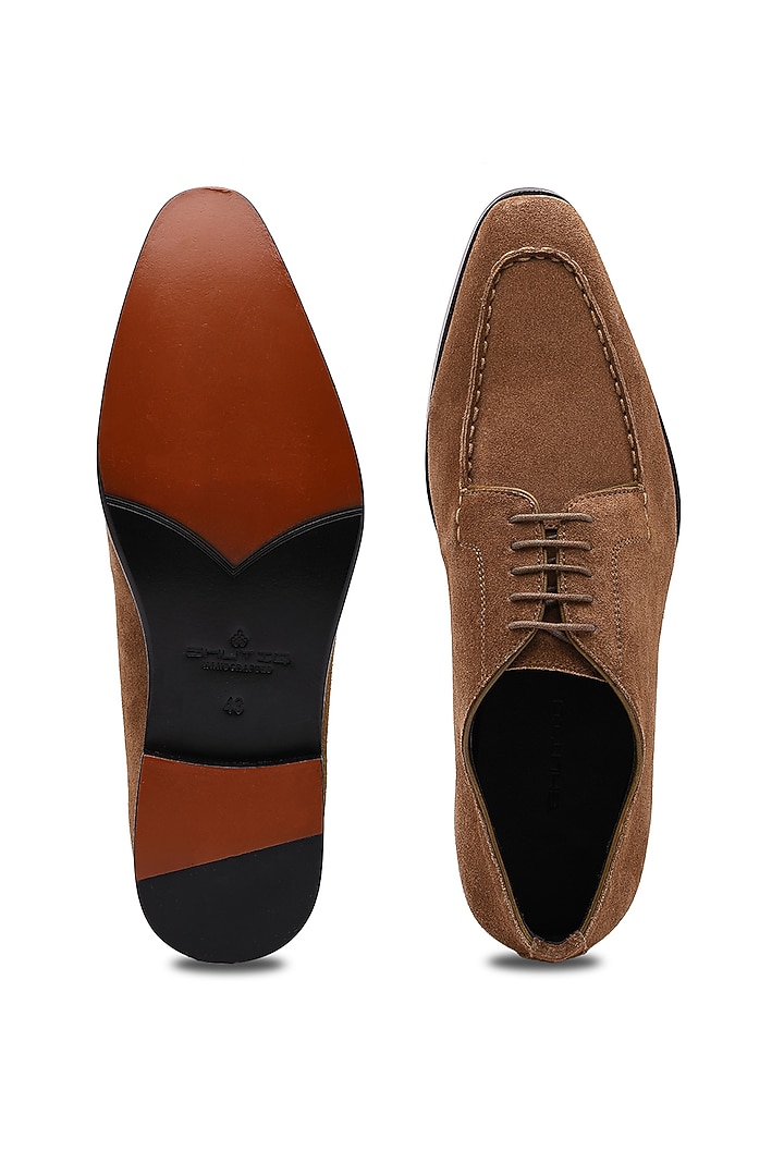 Brown Suede Slip-On Shoes by SHUTIQ at Pernia's Pop Up Shop