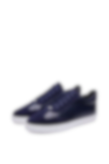 Blue Croco Leather Sneakers by SHUTIQ