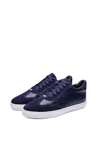 Blue Croco Leather Sneakers by SHUTIQ