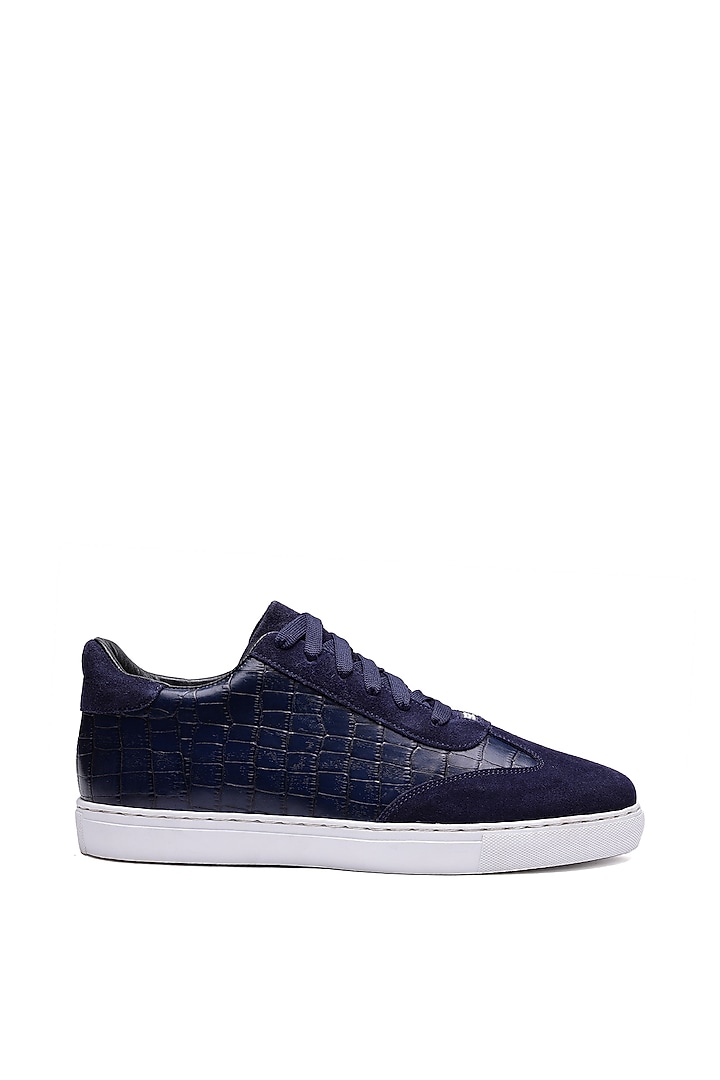 Blue Croco Leather Sneakers by SHUTIQ at Pernia's Pop Up Shop