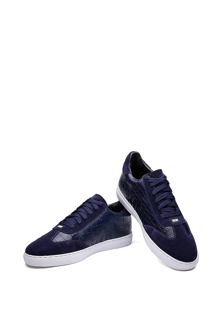 Blue Croco Leather Sneakers by SHUTIQ at Pernia's Pop Up Shop